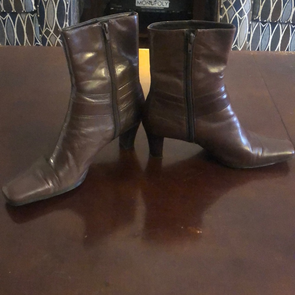 Brown leather boots